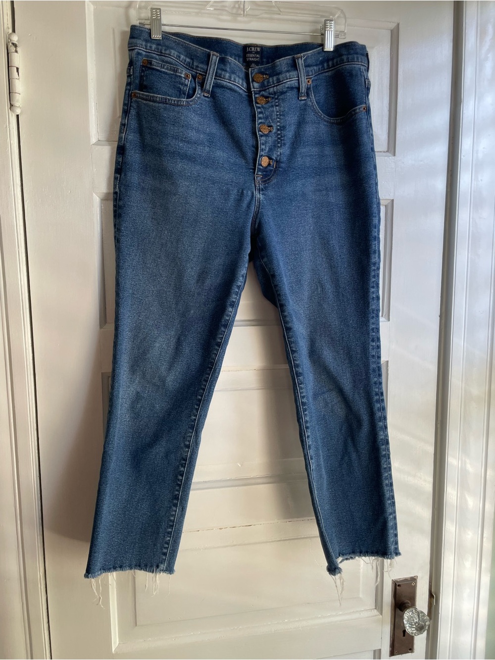 J.Crew Essential Straight Stretch Jean Classic Button Fly Raw Hem Size 31